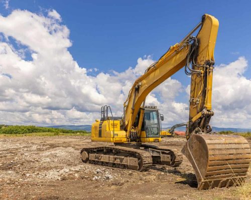 Excavator in construction site.